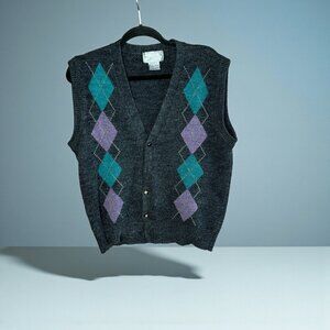 Le Tigre Vintage 90s Argyle Cardigan Sweater Vest
